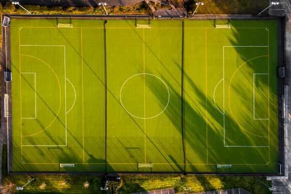 Outdoor synthetic turf football pitch